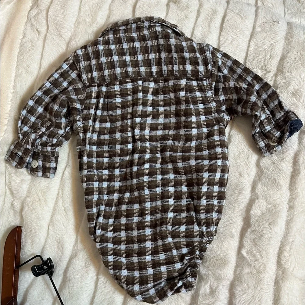 Oshkosh 6M Baby Infant Lumberjack Checkered Flannel Plaid Long Sleeve Bodysuit